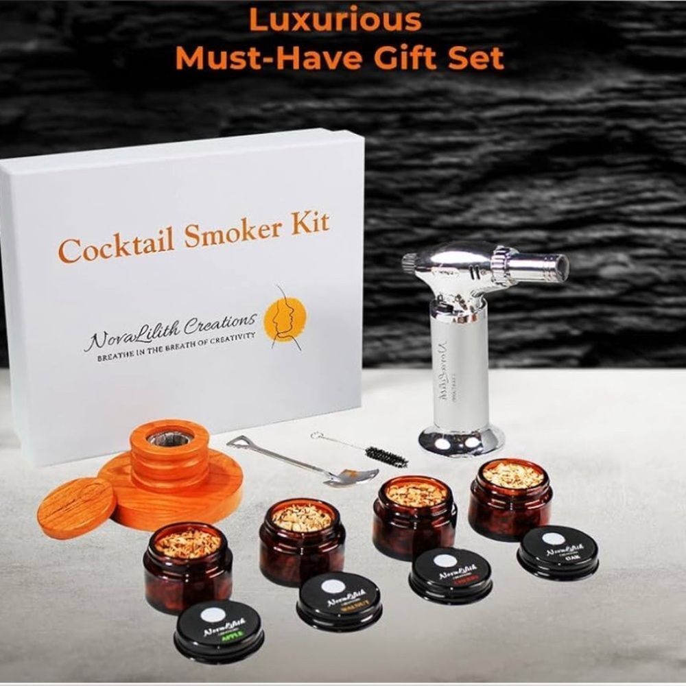 NovaLilith Old Fashioned Cocktail Smoker Kit with Torch (no butane)